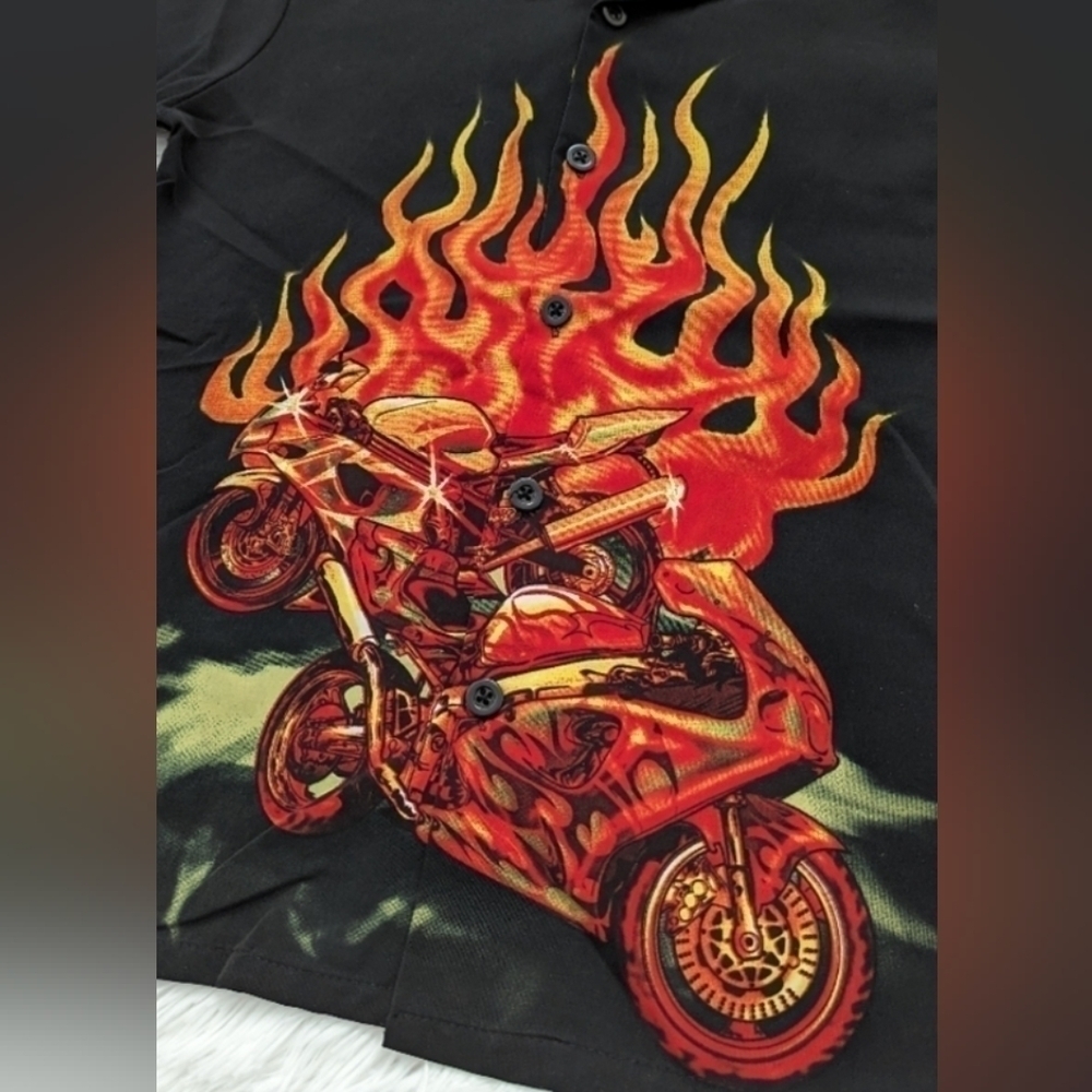 Boys No Boundaries Dirt Bike Button Down Shirt M(8-10) - Picture 3 of 11